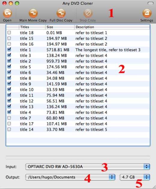 Mac DVD Cloner interface, clone DVD on mac